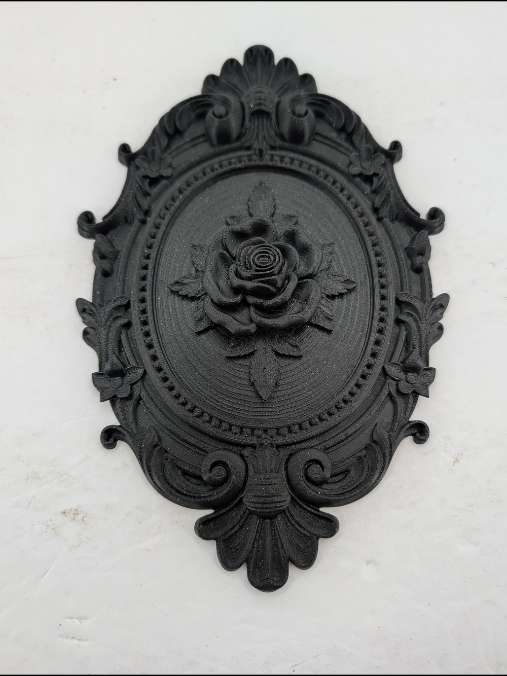 Black Floral Oval Wall Plaque - Decorative Home Wall Decor